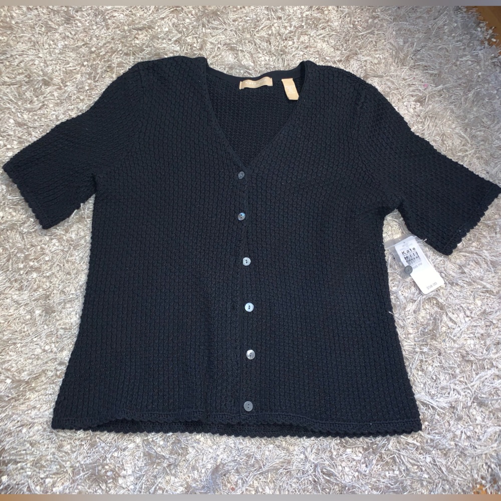 Kate Hill Black Knit Cardigan size PM NWT